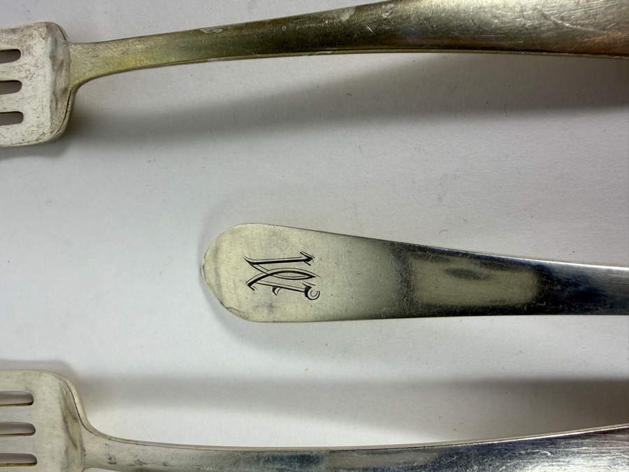 Antique Rogers Lunt Bowlen Treasure Monogrammed .925 Sterling Silver 17 Piece Flatware Set [542.5g Of Sterling] ($1,230 Melt Value - Not Including Knives) [Photo 4]