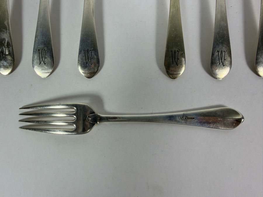 Antique Rogers Lunt Bowlen Treasure Monogrammed .925 Sterling Silver 17 Piece Flatware Set [542.5g Of Sterling] ($1,230 Melt Value - Not Including Knives) [Photo 7]