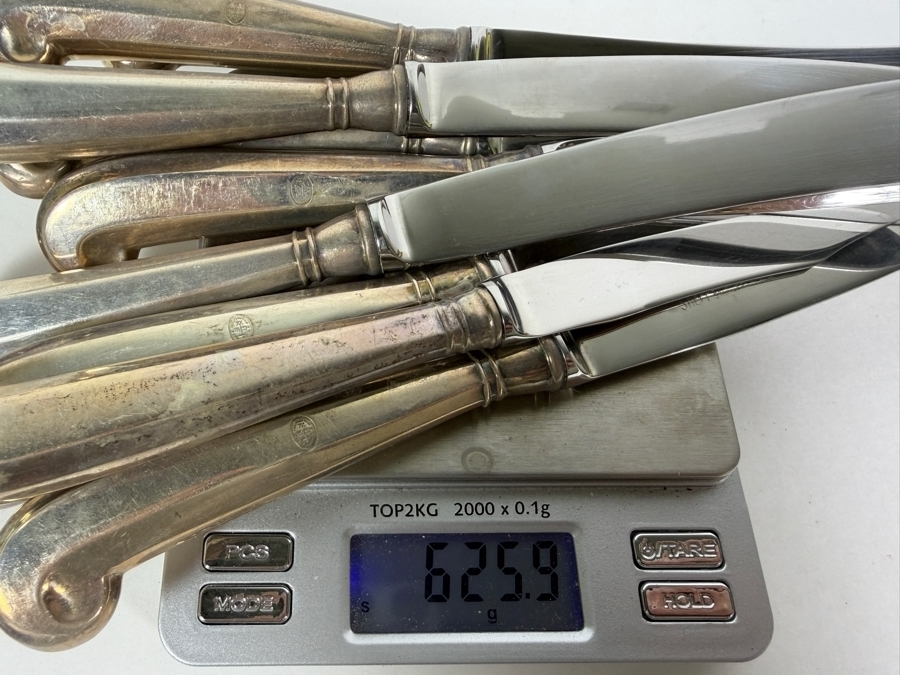 Stieff Williamsburg Queen Anne .925 Sterling Silver 31 Piece Flatware Set Made In USA [1,120g Of Sterling] ($2,538 Melt Value) Plus 625.9g Of Sterling Handled Knives [Photo 14]