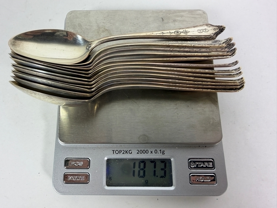 (12) Sterling Silver 5.25'L Spoons [187.3g Of Sterling] ($424 Melt Value) [Photo 7]