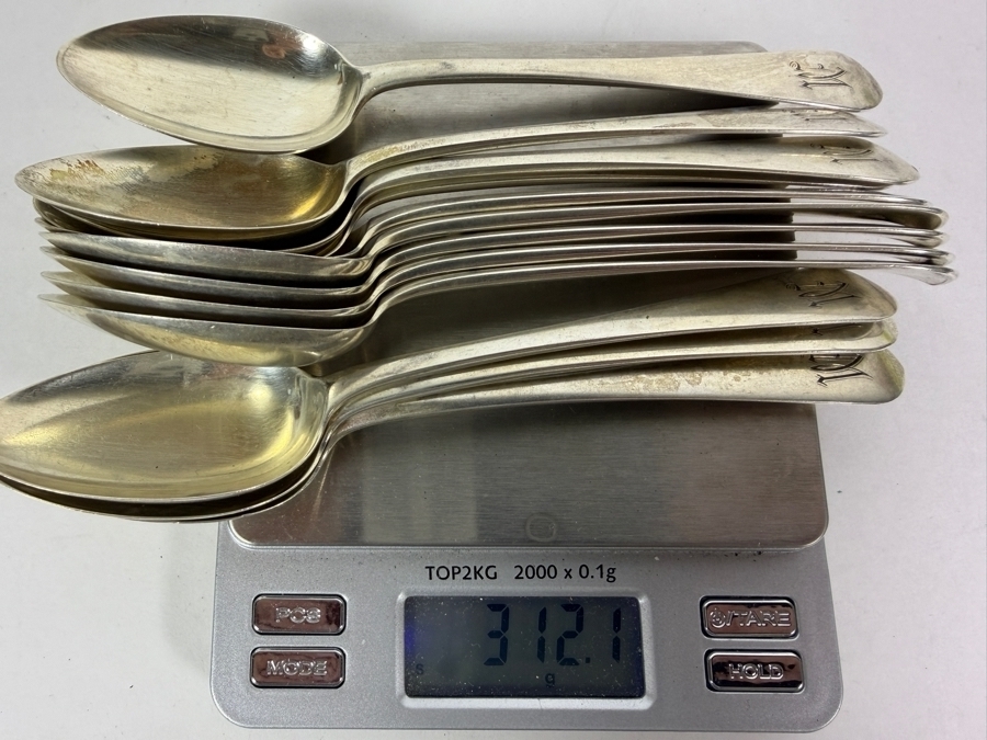 (12) Sterling Silver 5.75'L Spoons [312.1g Of Sterling] ($707 Melt Value) [Photo 7]