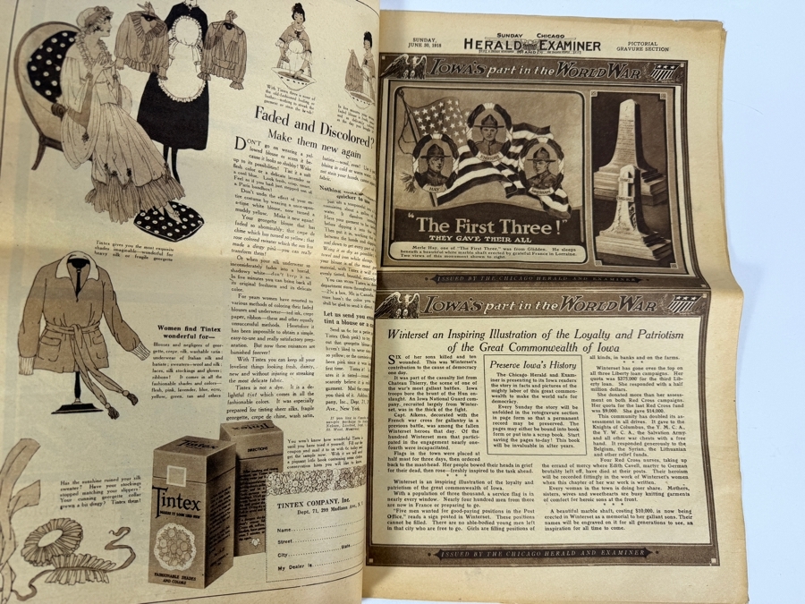 Vintage 1918 Pictorial Gravure Section From the Sunday Chicago Herald and Examiner 'Iowa's Part in the World War' [Photo 9]