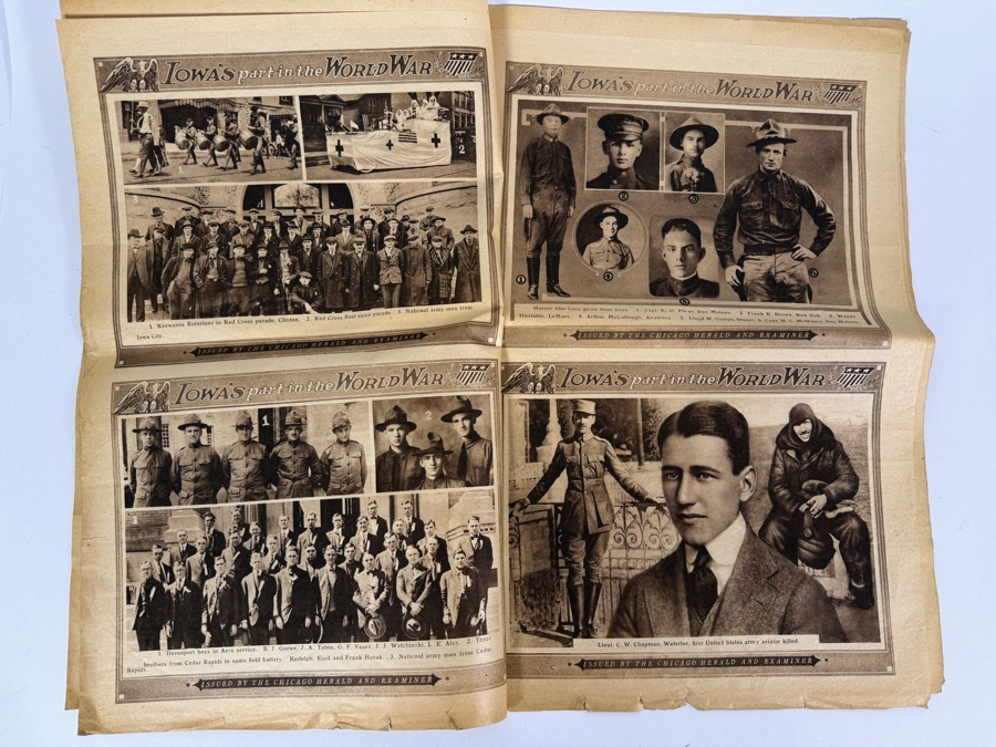 Vintage 1918 Pictorial Gravure Section From the Sunday Chicago Herald and Examiner 'Iowa's Part in the World War' [Photo 7]