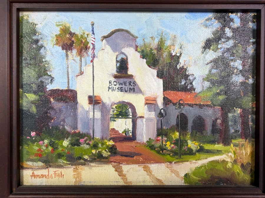 Amanda Fish Original Plein Air Oil Painting Titled 'Afternoon At The Bowers Museum' 8' X 6' Framed 13' X 11'