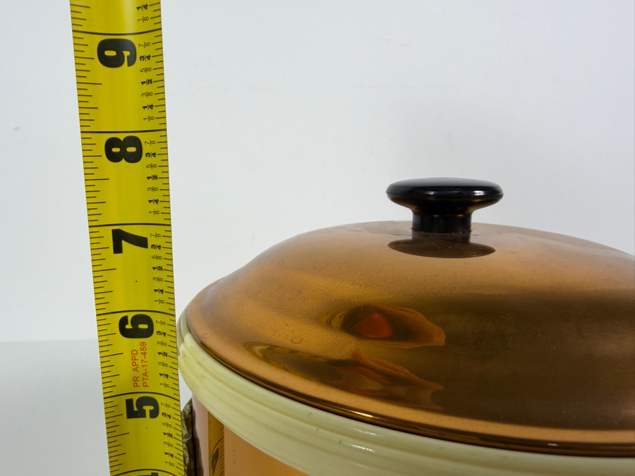 Vintage Coppercraft Guild Ice Bucket From Taunton, Mass Featuring Brass Lion Head Handles 7.5'W X 7.5'H [Photo 8]