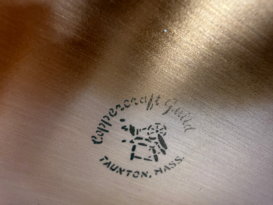 Vintage Coppercraft Guild Ice Bucket From Taunton, Mass Featuring Brass Lion Head Handles 7.5'W X 7.5'H [Photo 7]