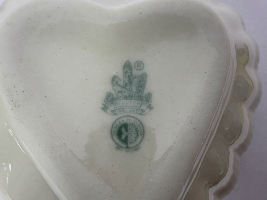 Pair Of Vintage Belleek Heart-shaped Dishes From Ireland 5.5W And 4.5W [Photo 6]