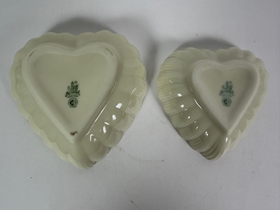 Pair Of Vintage Belleek Heart-shaped Dishes From Ireland 5.5W And 4.5W [Photo 4]