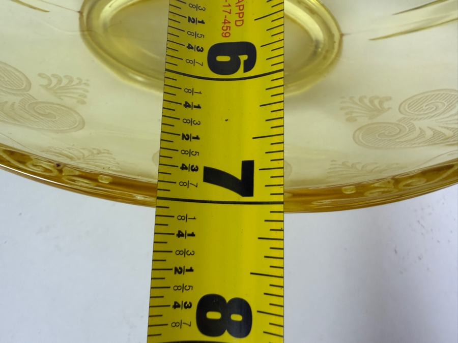 Fostoria Trojan Pattern Candle Bowl in Topaz Yellow 12.5W X 7D X 3.25H [Photo 7]