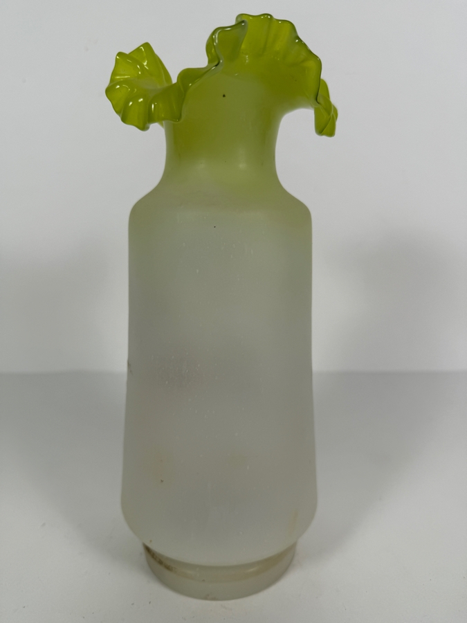 Antique English Victorian Bristol Glass Hand Painted Vase 10.5H [Photo 5]
