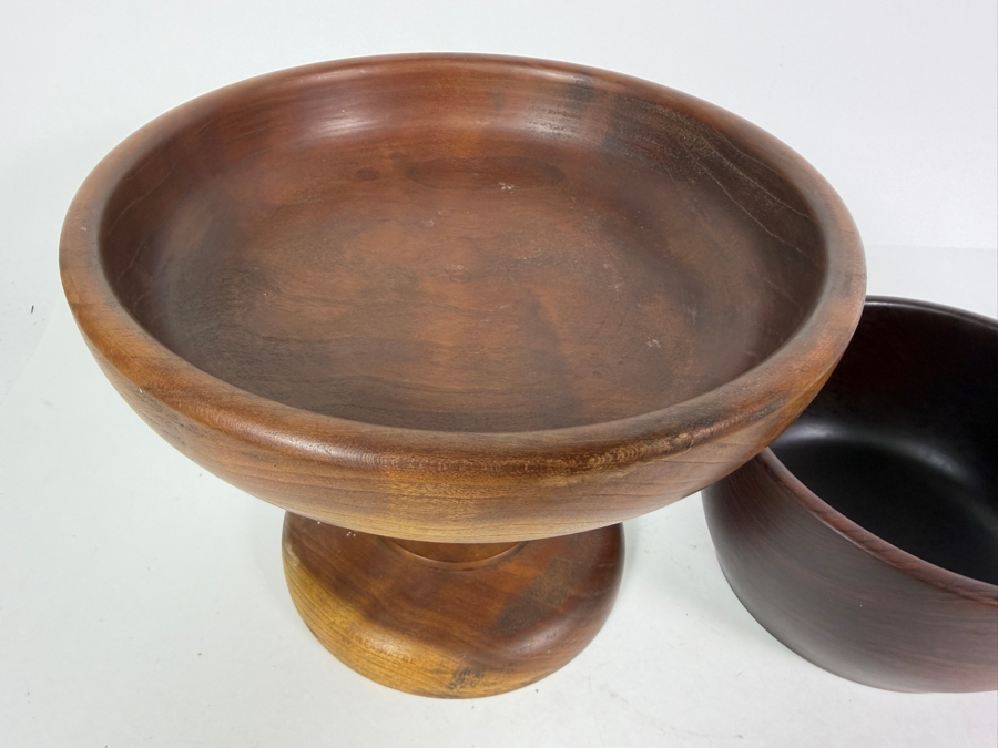 MCM Wooden Footed Pedestal Bowl 6.75H and Rosewood Bowl 3.5H [Photo 5]