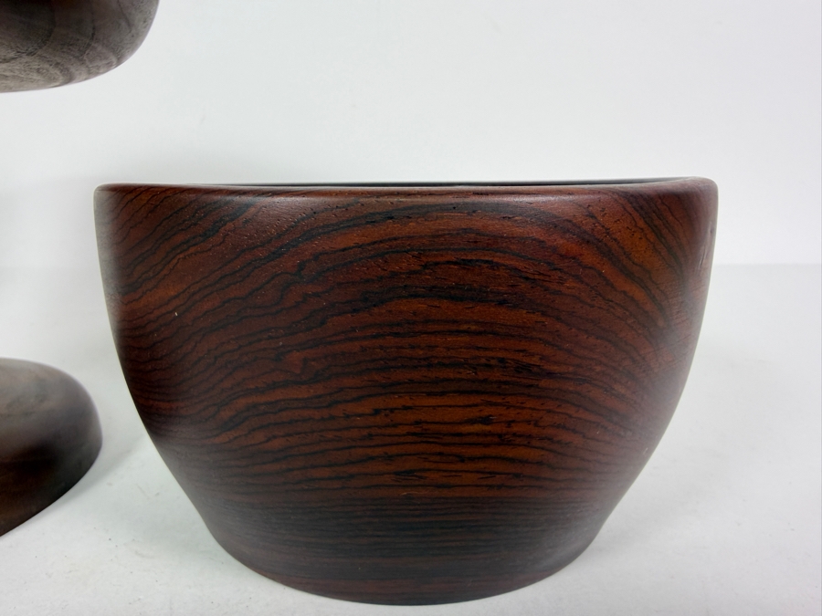 MCM Wooden Footed Pedestal Bowl 6.75H and Rosewood Bowl 3.5H [Photo 3]