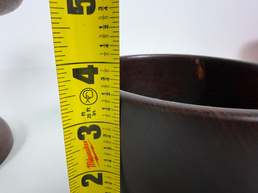 MCM Wooden Footed Pedestal Bowl 6.75H and Rosewood Bowl 3.5H [Photo 10]