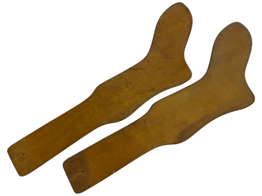 Pair of Antique Pearson Wooden Sock Stretchers 32.5L