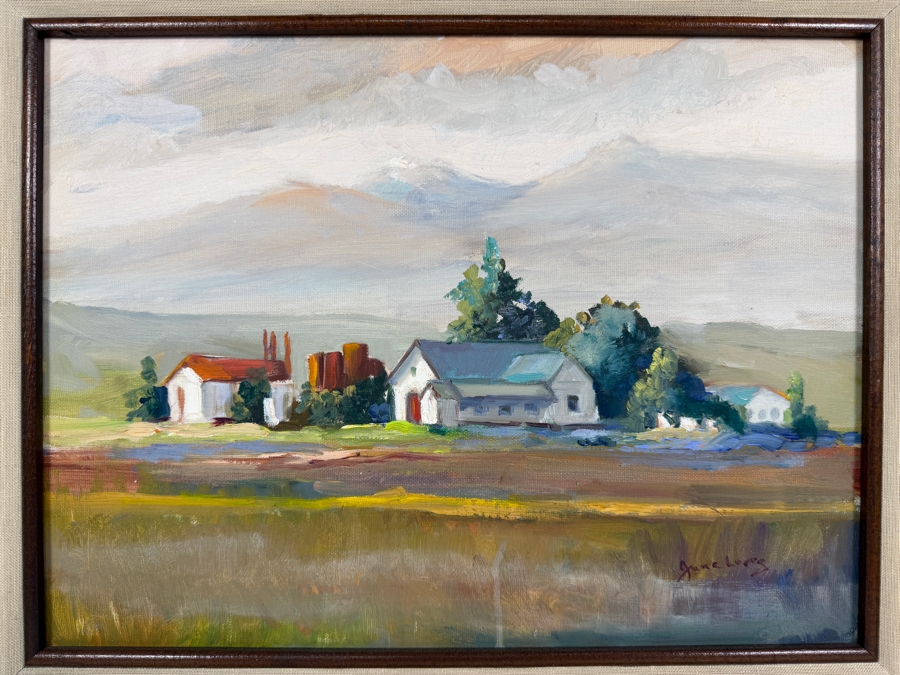 June Long Original Plein Air Oil Painting On Canvas Signed Lower Right 16 X 12 Framed 21 X 17