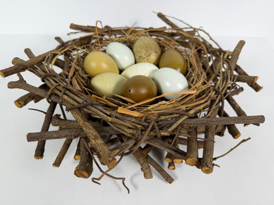 Decorative Twig Bird Nest With Eggs 14W X 5H [Photo 3]