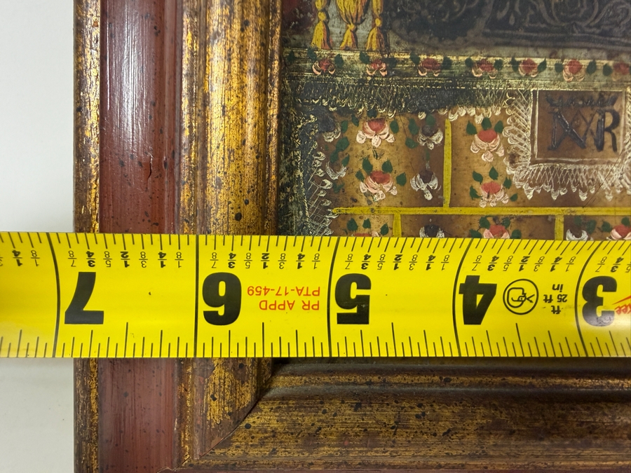 Antique 19th Century Original Mexican Retablo Painting On Tin Depicting The Virgin Mary 5.5 X 7.5 Framed 9 X 11.5 [Photo 5]