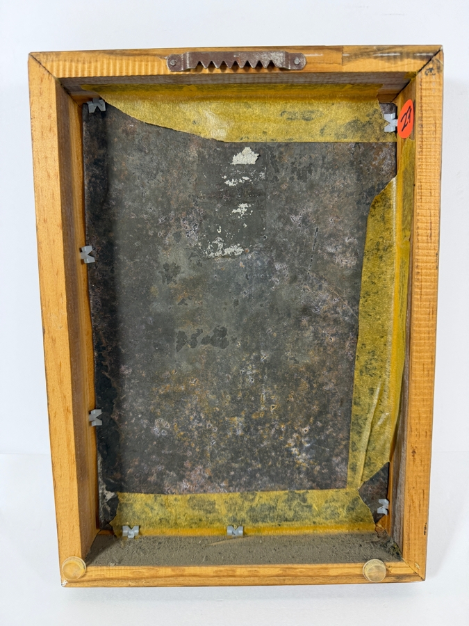 Antique 19th Century Original Mexican Retablo Painting On Tin Depicting Saint Joseph Holding The Christ Child 6.5 X 9.5 Framed 8 X 11 [Photo 9]
