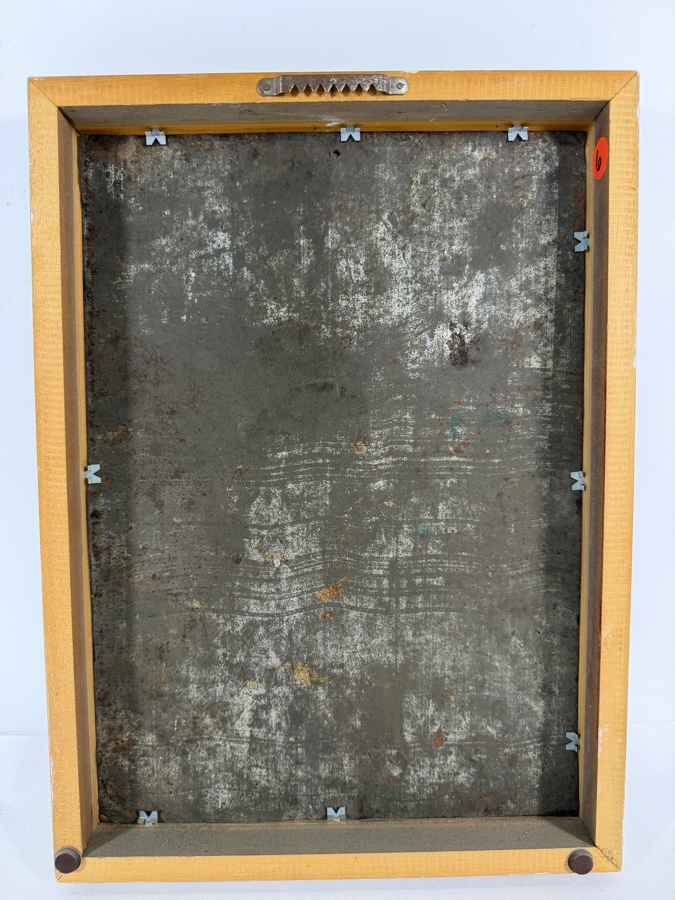 Antique 19th Century Original Mexican Retablo Painting On Tin Depicting The Crucifixion Of Christ With The Virgin Mary On The Left And Saint John The Apostle On The Right 9.5 X 13.75 Framed 11 X 15.5 [Photo 11]