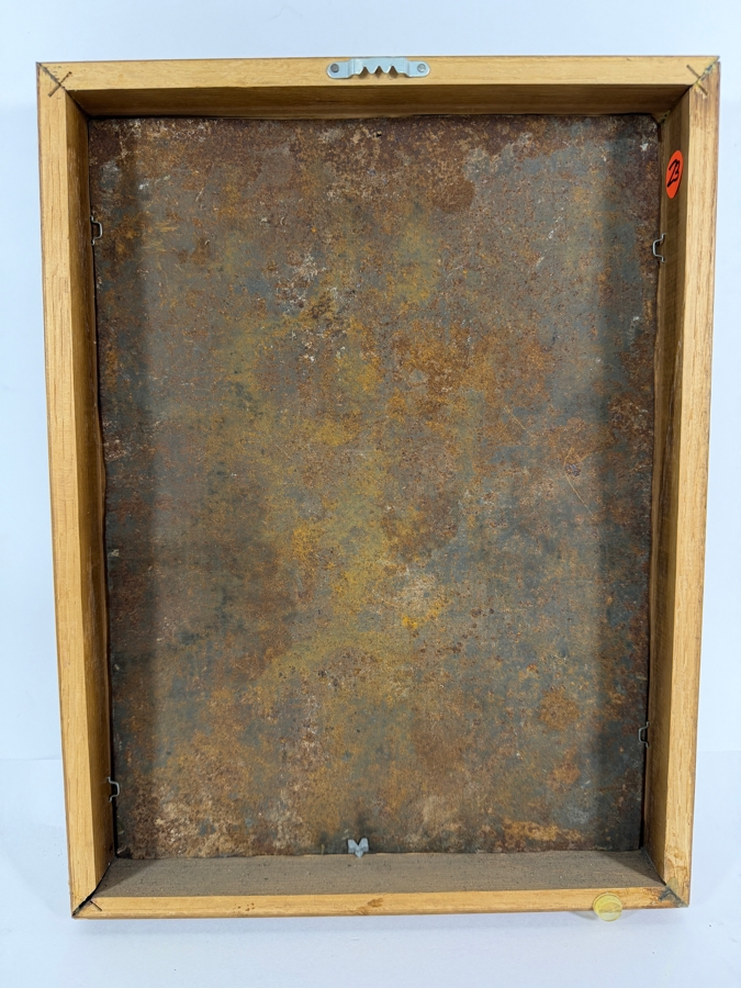 Antique 19th Century Original Mexican Retablo Painting On Tin Depicting Saint Jerome As A Hermit In The Wilderness 9.5 X 12.75 Framed 11 X 14.5 [Photo 11]