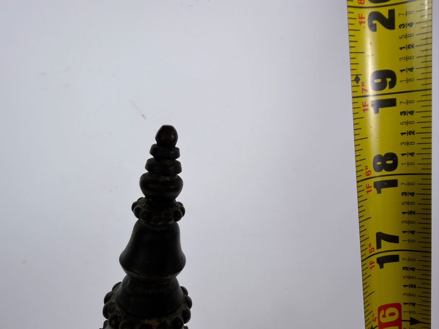 Antique Bronze Model Of The Krishna Mandir In Patan, Nepal Used as a Decorative Freestanding Oil Lamp 12.5W X 12.5D X 19H [Photo 17]