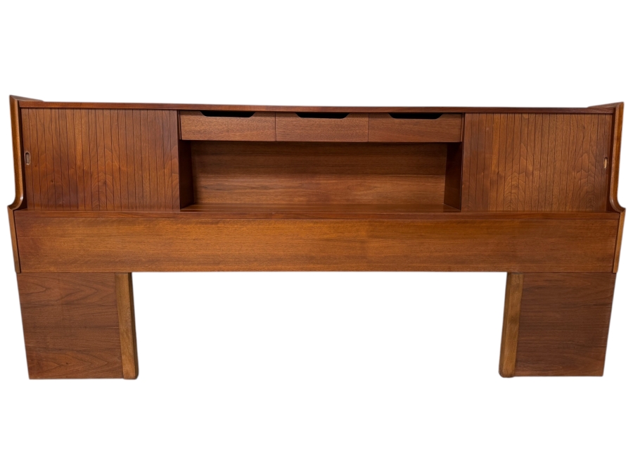 Mid-Century Modern Headboard With Sliding Doors And Three Drawers By Cavalier Corporation Chattanooga, TN 78.5W X 11D X 38H