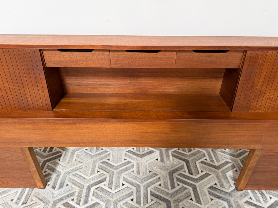 Mid-Century Modern Headboard With Sliding Doors And Three Drawers By Cavalier Corporation Chattanooga, TN 78.5W X 11D X 38H [Photo 3]