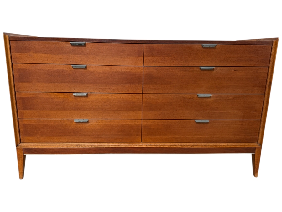 Mid-Century Modern 8-Drawer Chest Of Drawers Dresser With Freestanding 2-Drawer Mirror By Cavalier Corporation Chattanooga, TN Dresser Measures 56W X 18D X 32.5H [Photo 2]