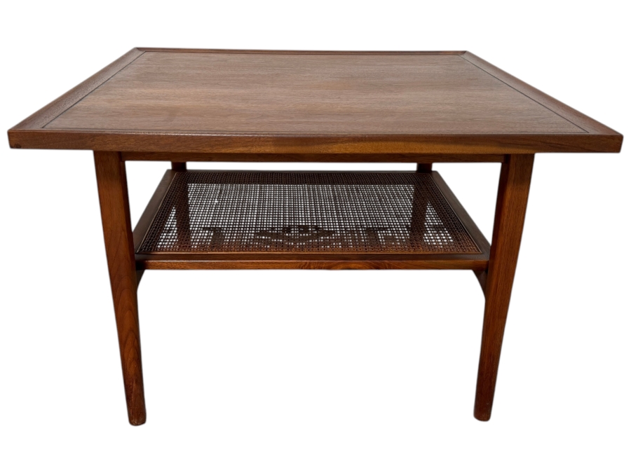 Mid-Century Modern Walnut Drexel Declaration End Table Designed by Kipp Stewart 30W X 30D X 20H