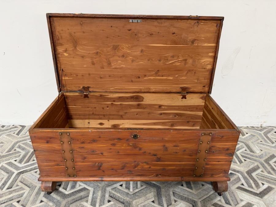 Vintage Cedar Blanket Chest With Copper Straps 43W X 20D X 18.5H [Photo 5]