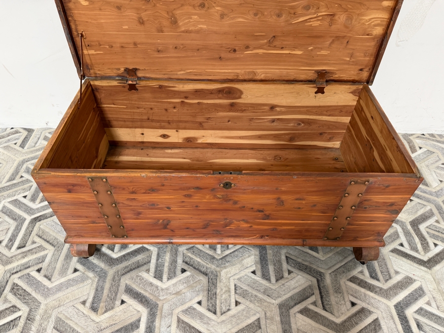 Vintage Cedar Blanket Chest With Copper Straps 43W X 20D X 18.5H [Photo 6]