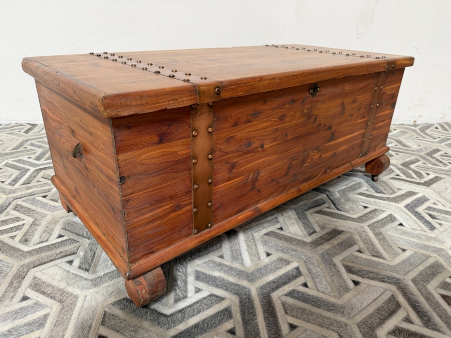 Vintage Cedar Blanket Chest With Copper Straps 43W X 20D X 18.5H [Photo 7]