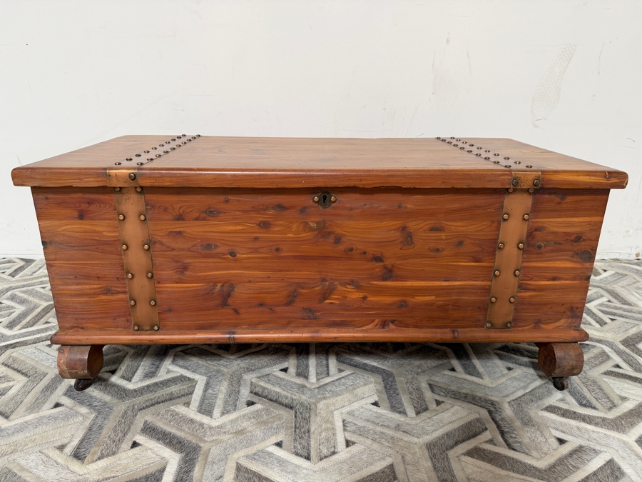 Vintage Cedar Blanket Chest With Copper Straps 43W X 20D X 18.5H [Photo 3]