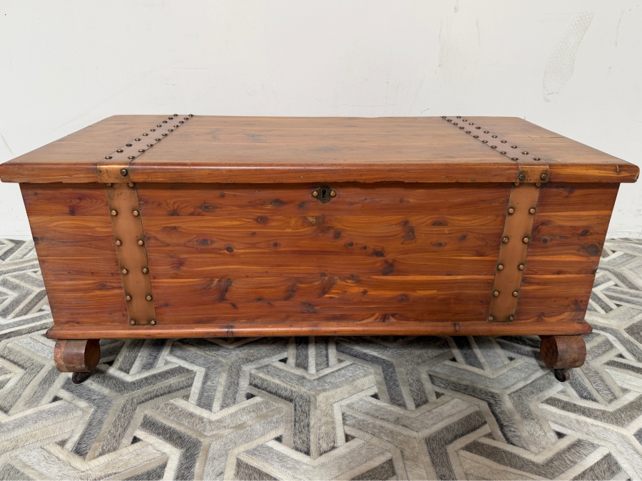 Vintage Cedar Blanket Chest With Copper Straps 43W X 20D X 18.5H [Photo 2]