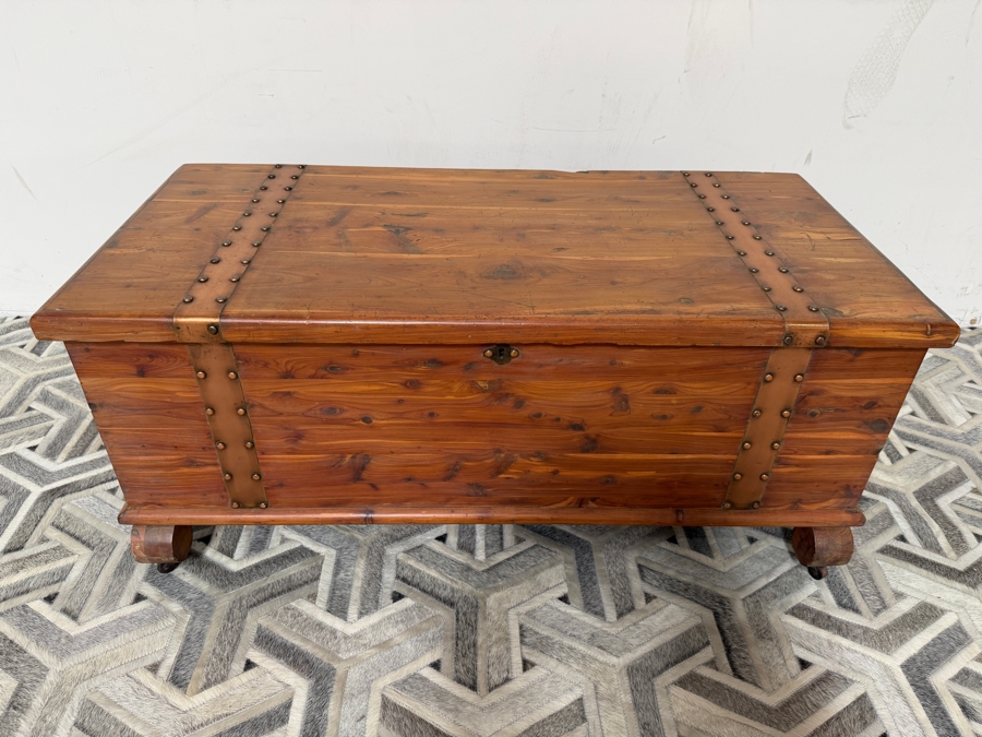 Vintage Cedar Blanket Chest With Copper Straps 43W X 20D X 18.5H [Photo 4]
