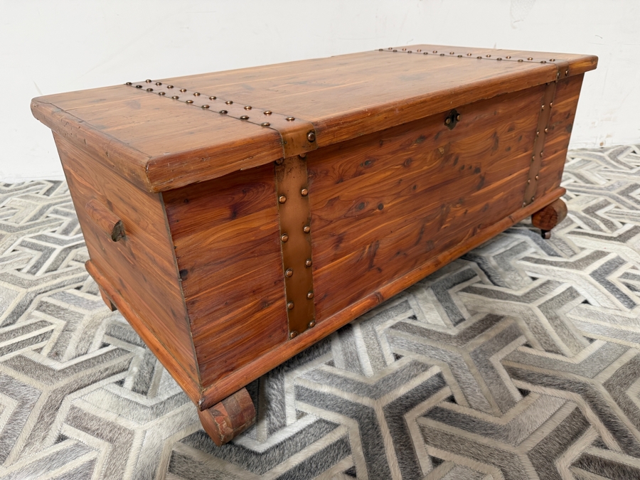 Vintage Cedar Blanket Chest With Copper Straps 43W X 20D X 18.5H [Photo 8]