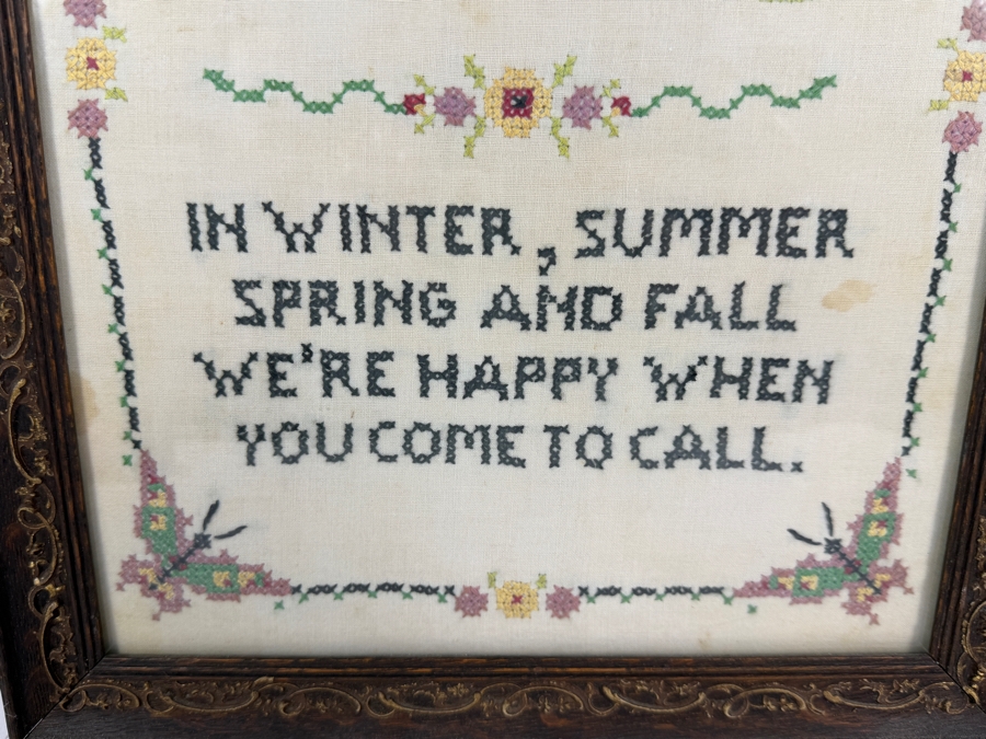 Vintage Framed Cross-stich Sampler 12 X 15.5 [Photo 3]