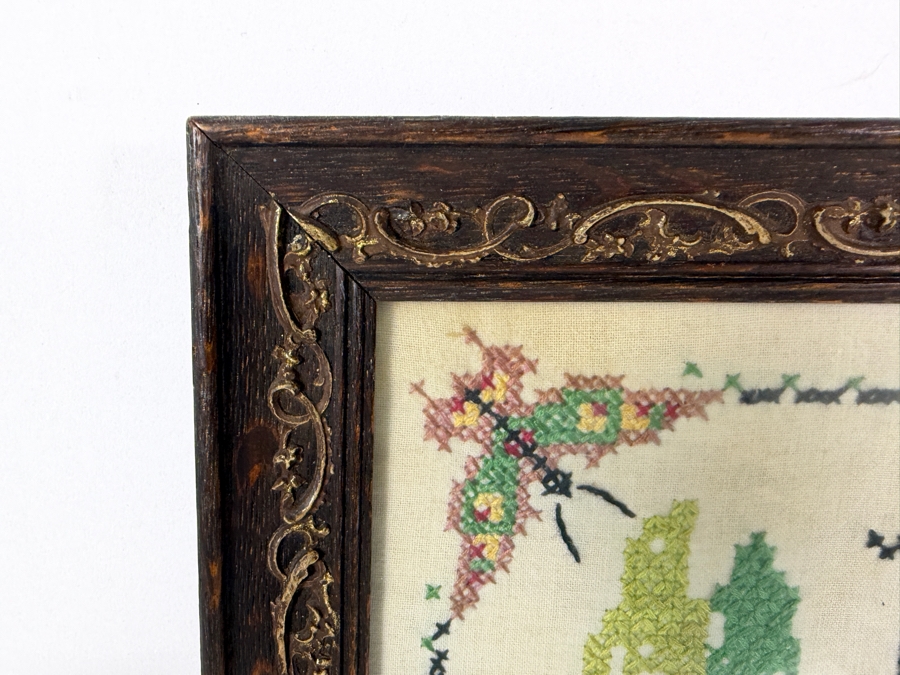 Vintage Framed Cross-stich Sampler 12 X 15.5 [Photo 5]