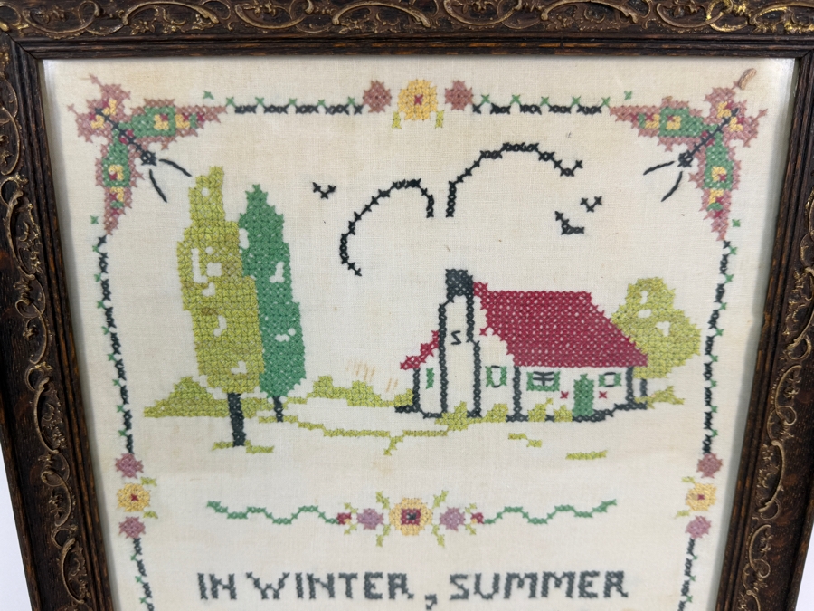 Vintage Framed Cross-stich Sampler 12 X 15.5 [Photo 4]