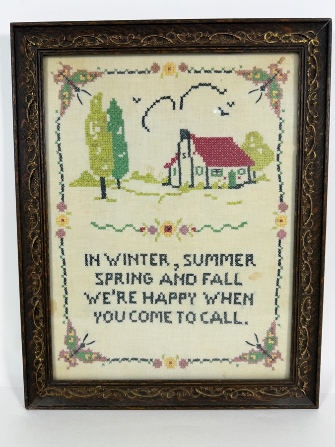 Vintage Framed Cross-stich Sampler 12 X 15.5 [Photo 2]
