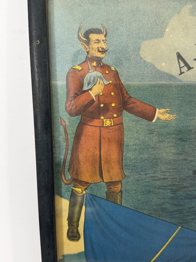 Original 1918 World War I Propaganda Poster Titled 'A Junker Victory Means Slavery - The Kaiser's Finish' Printed by E.G. Renesch of Chicago Framed 16.5 X 20.5 [Photo 5]