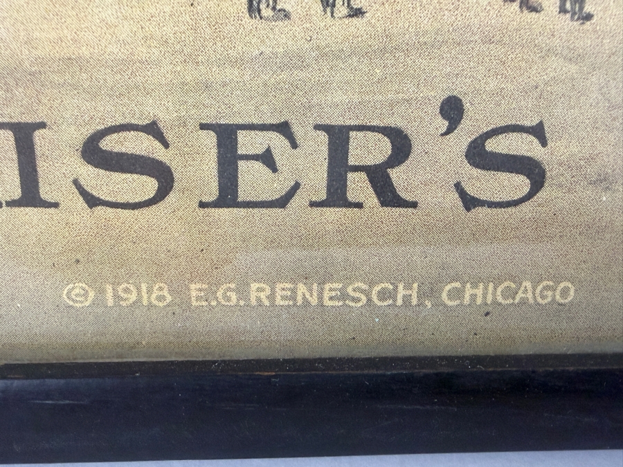 Original 1918 World War I Propaganda Poster Titled 'A Junker Victory Means Slavery - The Kaiser's Finish' Printed by E.G. Renesch of Chicago Framed 16.5 X 20.5 [Photo 10]