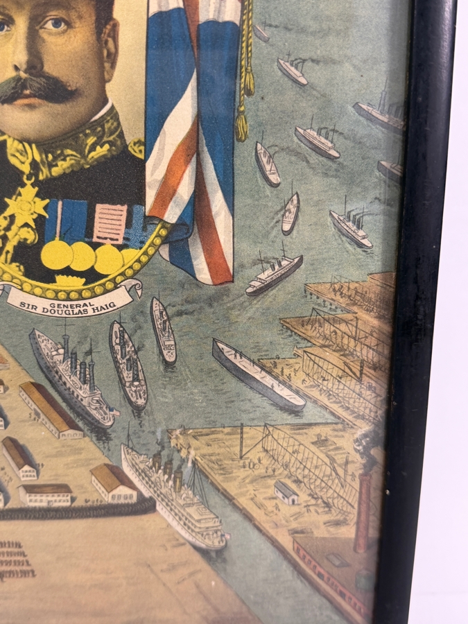 Original 1918 World War I Propaganda Poster Titled 'A Junker Victory Means Slavery - The Kaiser's Finish' Printed by E.G. Renesch of Chicago Framed 16.5 X 20.5 [Photo 9]