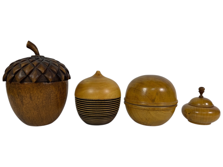 Collection Of Four Handcrafted Wooden Boxes from 4'H to 7.5'H