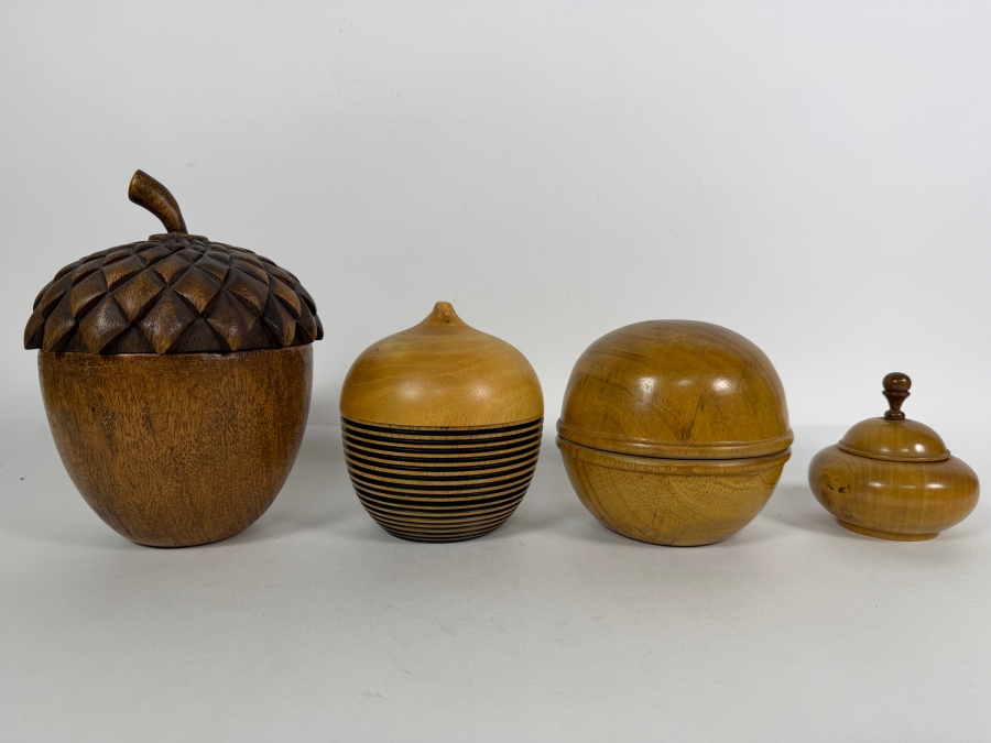Collection Of Four Handcrafted Wooden Boxes from 4'H to 7.5'H [Photo 2]