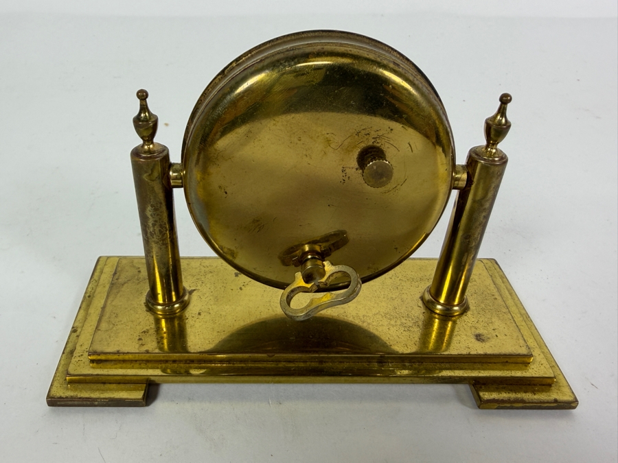 Vintage Elgin Art Deco 8 Days Desk Clock with a Round Brass Case 5.25W X 2.25D X 3.5H [Photo 7]