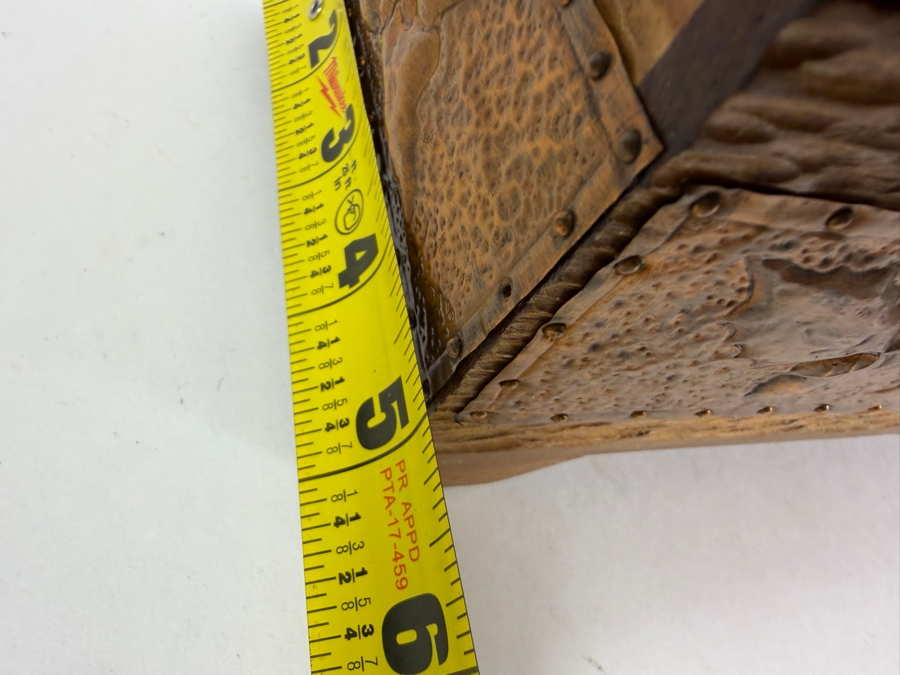 Antique Arts and Crafts Style Carved Wood and Embossed Copper Box 8.5W X 5D X 5H [Photo 12]