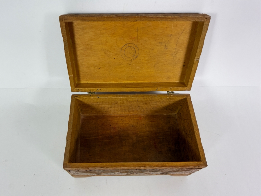 Antique Arts and Crafts Style Carved Wood and Embossed Copper Box 8.5W X 5D X 5H [Photo 9]