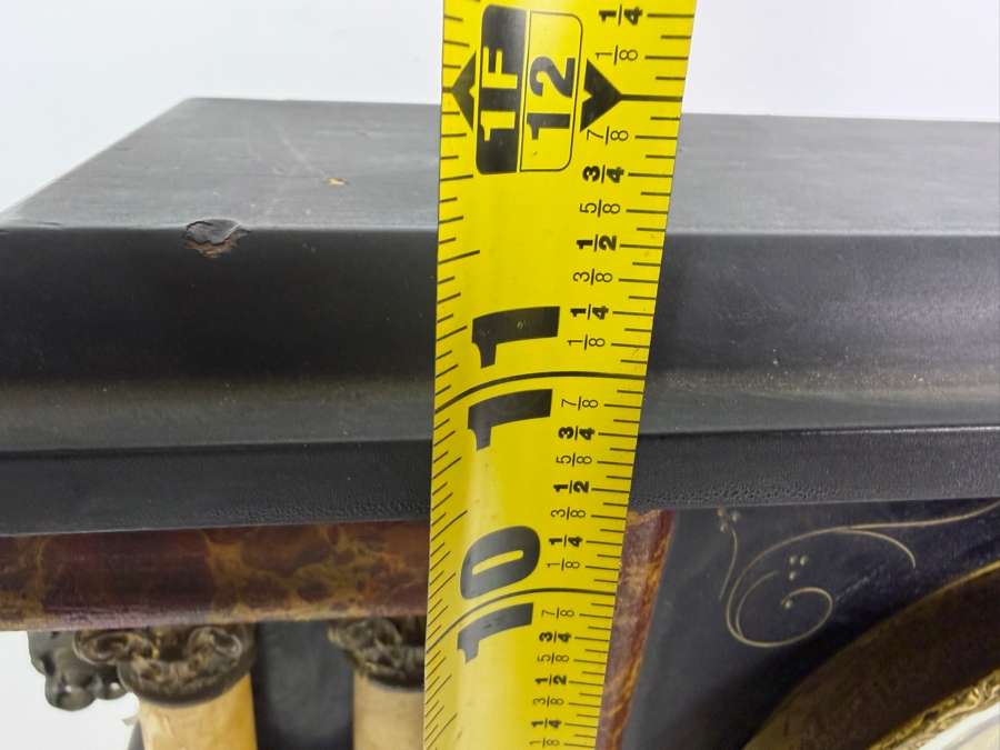 Antique Sessions 8-day, Half-Hour Strike, Cathedral Gong Wooden Faux Marble Mantel Clock Not Working 18W X 6.5D X 11.5H [Photo 16]
