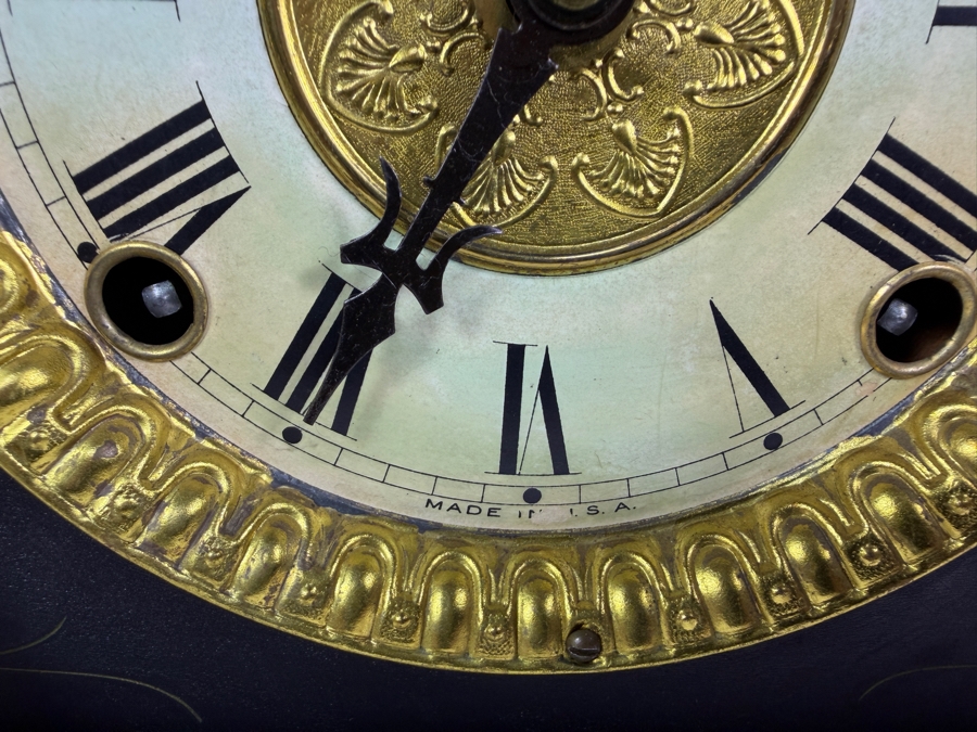 Antique Sessions 8-day, Half-Hour Strike, Cathedral Gong Wooden Faux Marble Mantel Clock Not Working 18W X 6.5D X 11.5H [Photo 9]